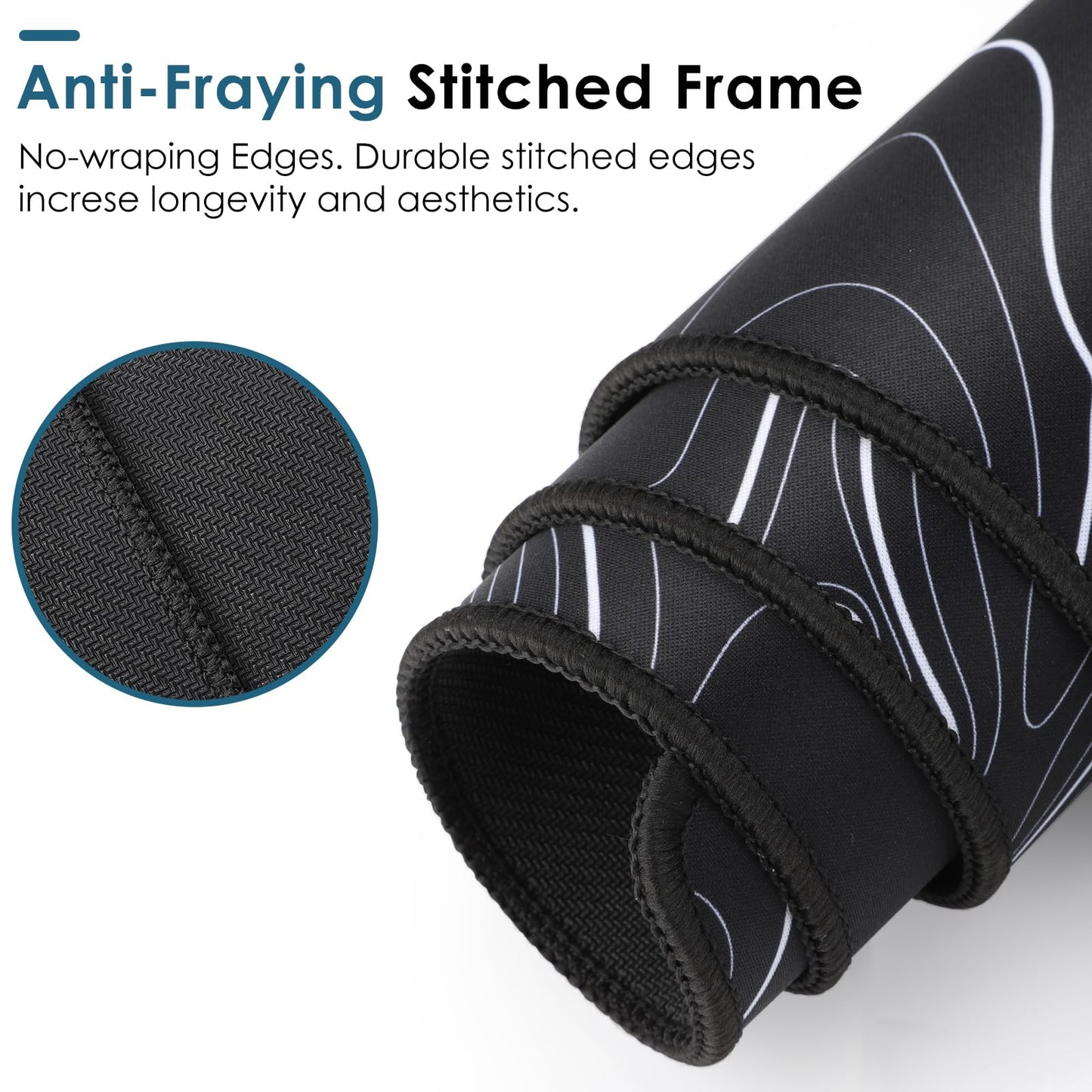 Topographic Map Waterproof Mouse Pad - Extended Contour Mouse Mat for Home and Office, Large Gaming Mousepad Laptop Keyboard Mat with Non-Slip Rubber Base, Stitched Edges (31.50"x11.81"x0.12")