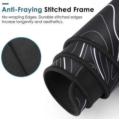 Topographic Map Waterproof Mouse Pad - Extended Contour Mouse Mat for Home and Office, Large Gaming Mousepad Laptop Keyboard Mat with Non-Slip Rubber Base, Stitched Edges (31.50"x11.81"x0.12")