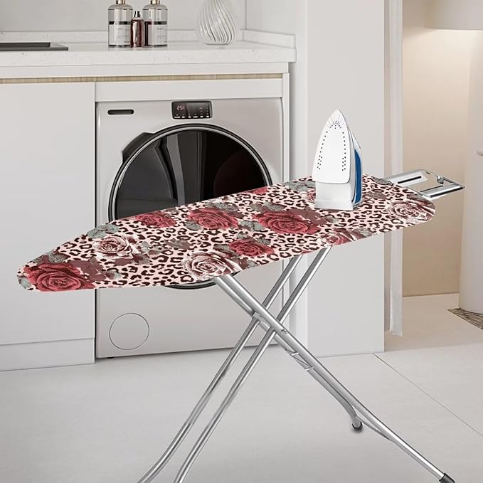 Leopard Print Flower Ironing Board Covers Standard Washable Ironing Board