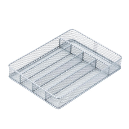 Honey-Can-Do KCH-02154 Steel Mesh 5-Compartment Cutlery Utensil Organizer, Silver