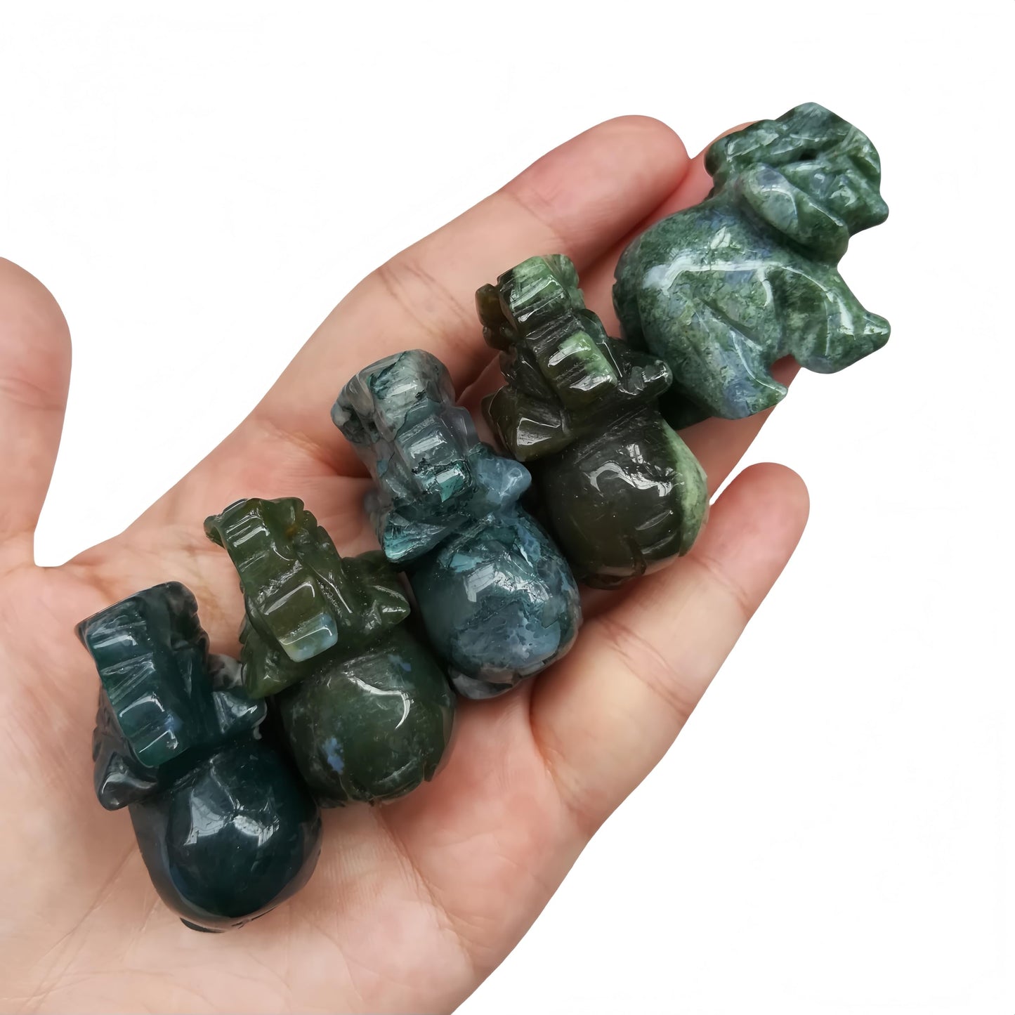 Afucats Natural India Agate1.5 Inches Elephant Indoor Decorative Stone,Pocket Crystals and Healing Stones Figurine Decor