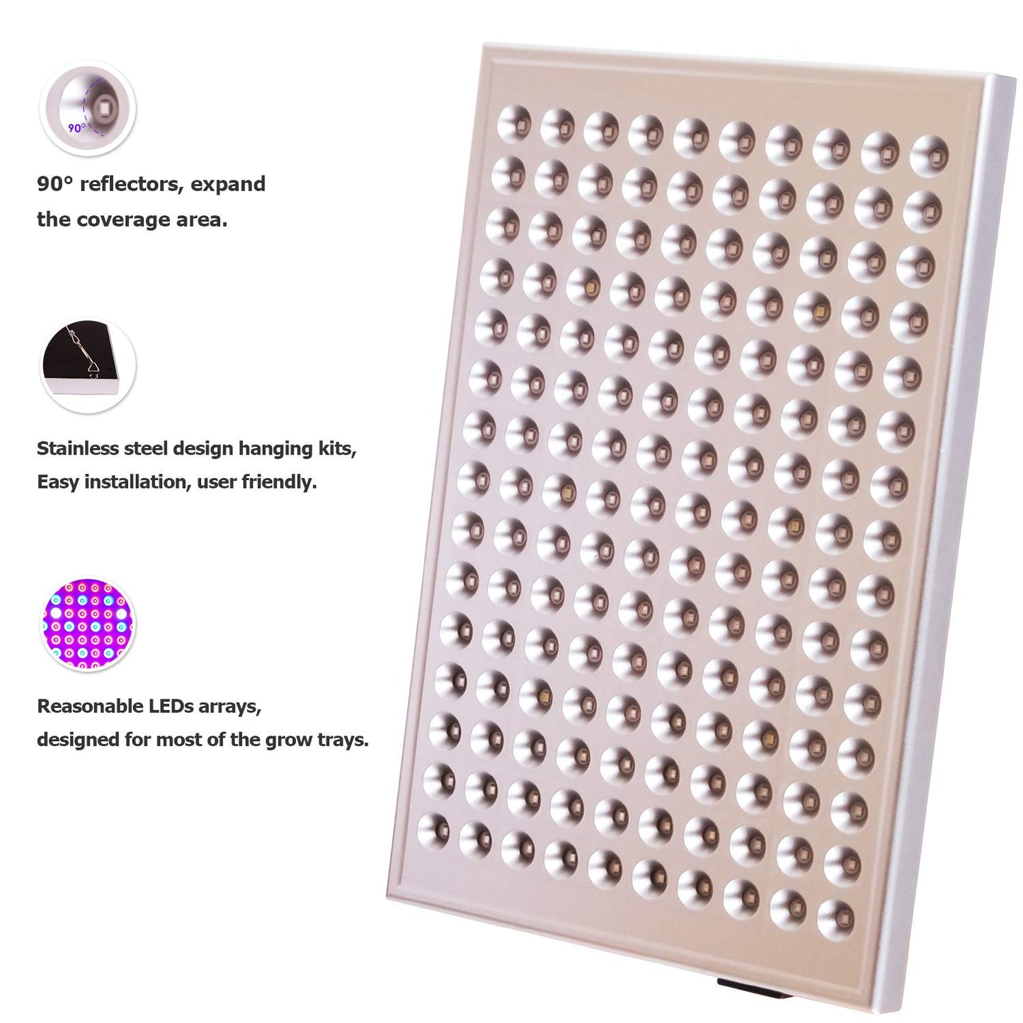 Diboys LED Grow Light for Indoor Plants, 45W Plant Lights Full Spectrum Panel Grow Light for Seedlings, Succulents, Micro Greens, Vegetable and Flower, 2 Pack