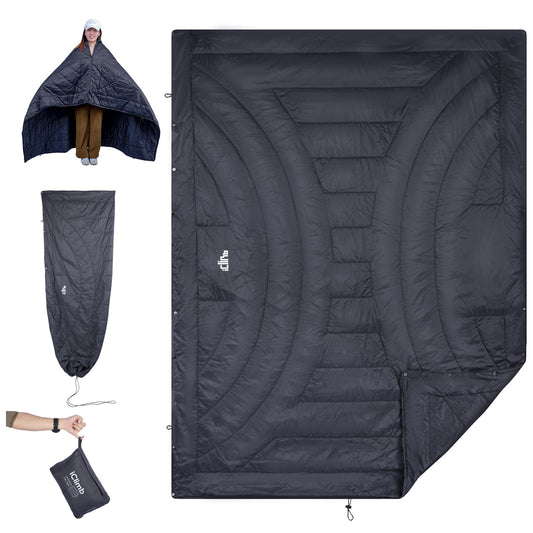 iClimb 3M Thinsulate Insulation Warm Camping Blanket Ultralight Compact (Dark Grey)