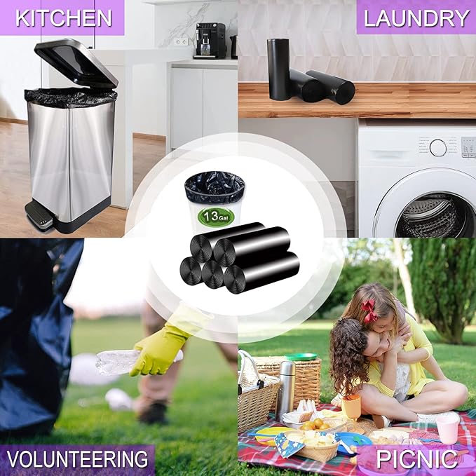 Trash Bags 13 Gallon Tall Kitchen Garbage Bags, Inwaysin Recycle Bags,