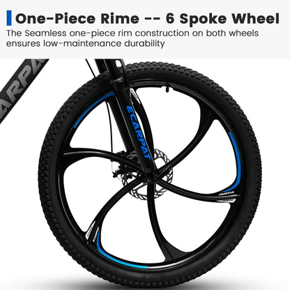 Ecarpat Full Suspension Mountain Bike 26 Inch Wheel, 21 Speed Mountain Bicycle with High-Carbon Steel and Dual Disc Brakes, Outdoor Cycling MTB Bike for Men Adult, Black