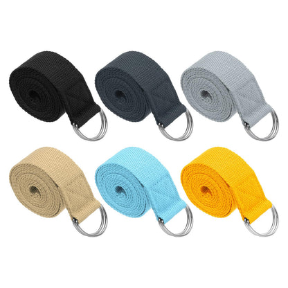 PATIKIL Yoga Strap for Stretching 6 Feet, 6Pcs Cotton Yoga Belt with Adjustable Metal D-Ring Buckle Stretch Bands for Fitness Pilates, Black/Drak Grey/Light Grey/Khaki/Sky Blue/Yellow