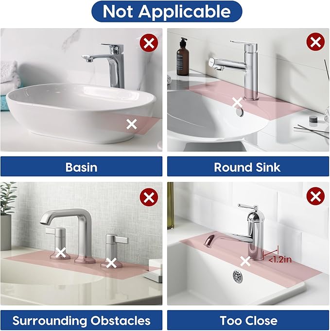 17.7 Inch Silicone Faucet Mat for Kitchen Sink Splash Guard