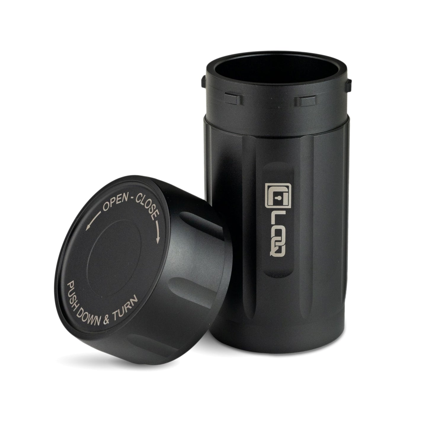 Canniloq TXD120 Airtight Storage Jar and Smell Proof Container Keeps Herbs Fresh for Months, 120ml, Black Body, Black Cap