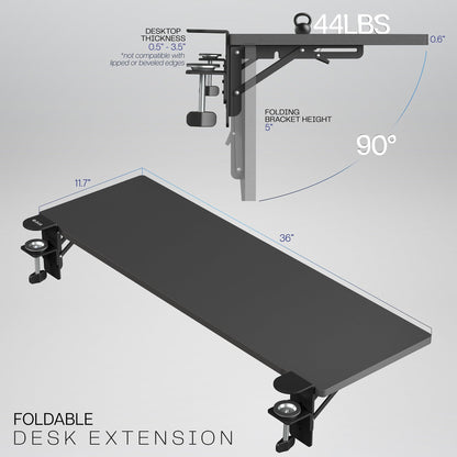 VIVO Clamp-on 6 x 9 inch (11 Including Clamps) Desk Extender, Wrist Support, Armrest Tray, Table Mount for Sit Stand Desks, Black, DESK-EXT09