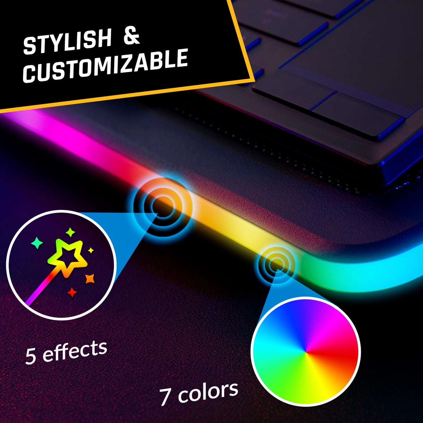 KLIM Ultimate - RGB Laptop Cooling Pad with LED Rim - New - Gaming Laptop Cooler - USB Powered Fan - Very Stable and Silent Laptop Stand - Compatible up to 17" - PC Mac PS5 PS4 Xbox One