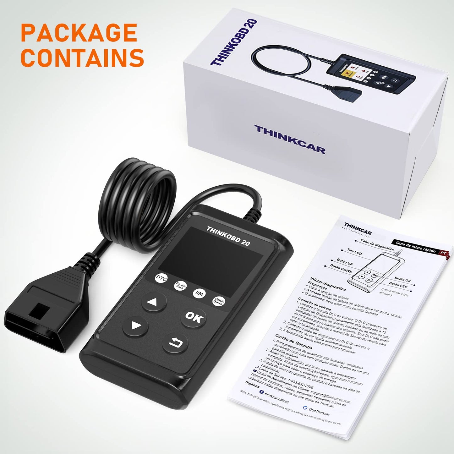 THINKCAR OBD2 Scanner ThinkOBD 20 Code Reader, Clear Engine Fault Light, OBD Reader with Reset EVAP/O2 Sensor Test I/M Readiness Live Data Diagnostic Scan Tool for All OBDII Cars Since 1996