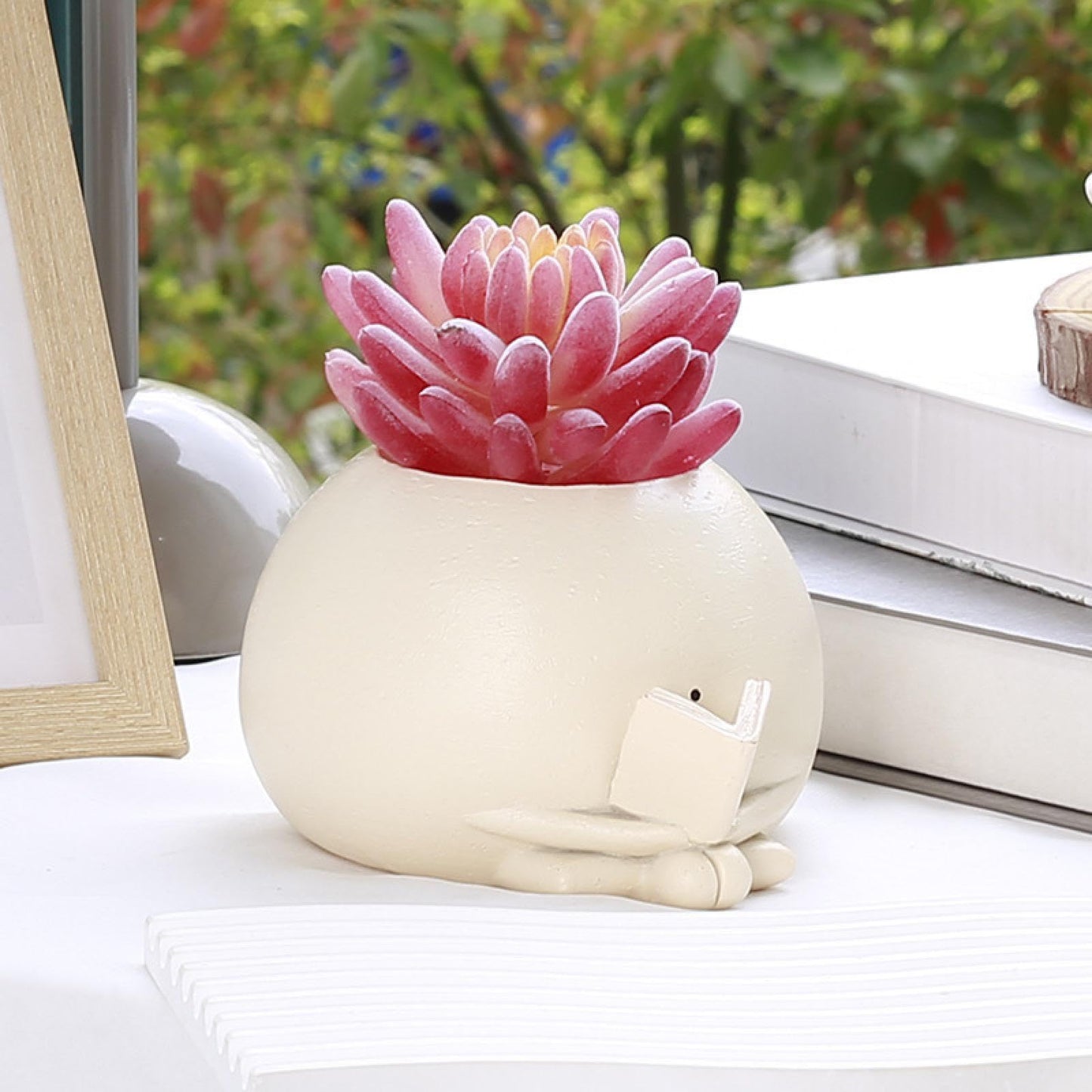 WINLDKFER Creative New Home Office Succulent Flower pots, Cute Rocking Chairs, Round face Sitting Flower pots, Plant Decorative Ornaments