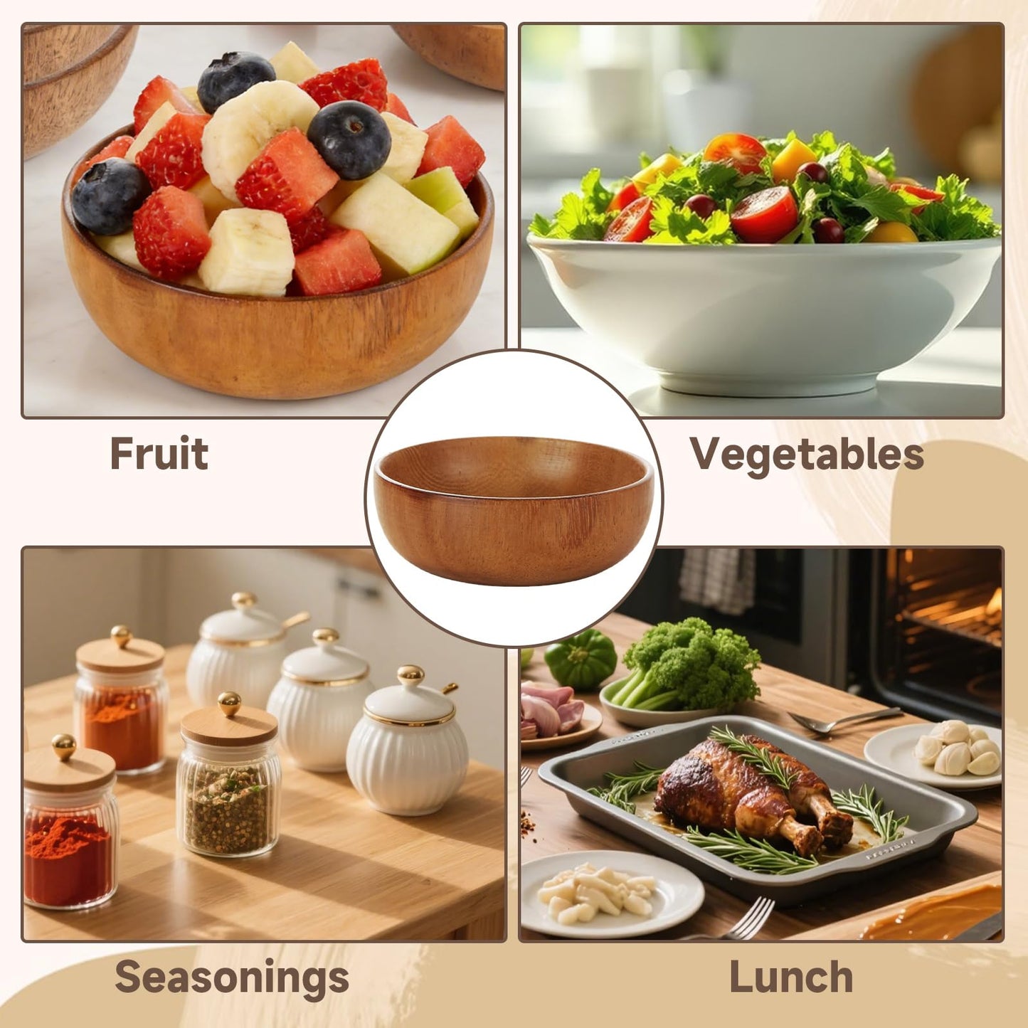 GBACHOOSE 10 Pack Small Wooden Bowls, 4 Inch Acacia Wood Bowls for Snacks, Nuts, Candy, Dipping Sauce, Condiments, Appetizers, Charcuterie Boards and Food Prep, Natural Brown