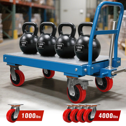 5"x2" Polyurethane Wheels- Heavy Duty Casters Set of 4, Industrial Grade Polyurethane Casters 4000 lbs Load Capacity. Use for Workbench, Industrial Equipment (2 Brake & 2 Rigid)