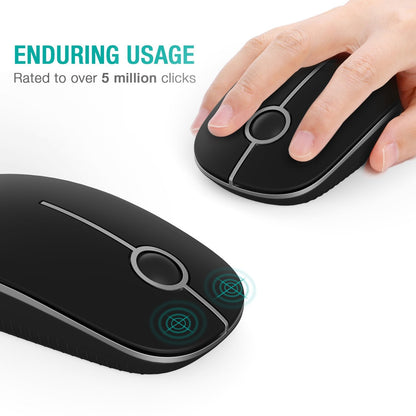 VssoPlor Wireless Mouse, 2.4G Slim Portable Computer Laptop Mouse with Nano Receiver Quiet Silent Optical Mice for Notebook, PC, Laptop, Computer-Black and Gold