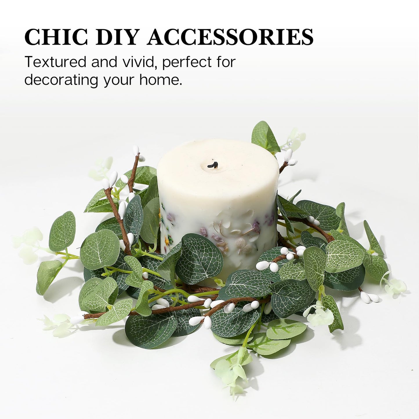 Healeved 4pcs Eucalyptus Wreaths Small Spring Candle Rings Wreaths Easter Candle Rings for Pillars, 9. 43x9. 43x0. 79in