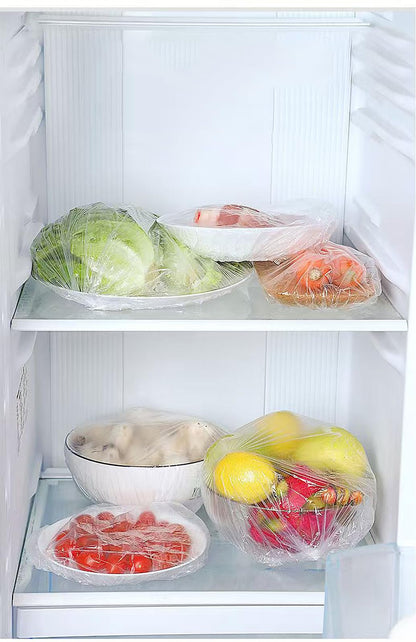 300PCS Disposable Bowl Covers Canning Lids, Disposable Bowl Covers Food Cover Stretch Edging, Flexible Storage Packaging for Storage Containers, Plastic Lids for Disposable Cling Bags for Household