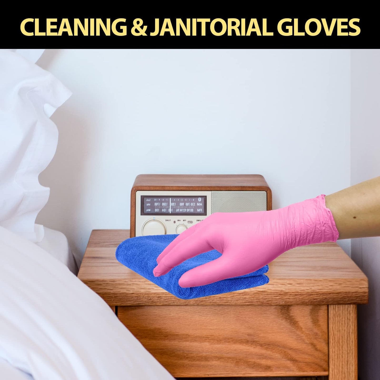 100 Pack Pink Vinyl Disposable Gloves - Latex Free and Power Free Food Grade Exam Gloves for Cleaning, Food Prep, Kitchen Use, Medium