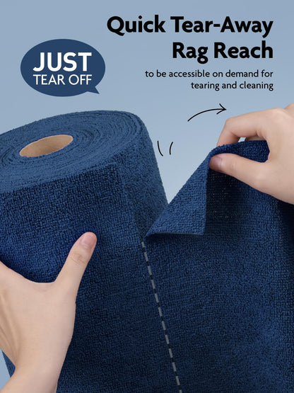 Fantasticlean Microfiber Cleaning Cloth Roll -150 Pack, Tear Away Microfiber Towels, 12" x 12", Reusable, Washable, Ultra Absorbent Dishcloth for Home Supplies, Car, Pet, Kitchen (2 Rolls of Grey)