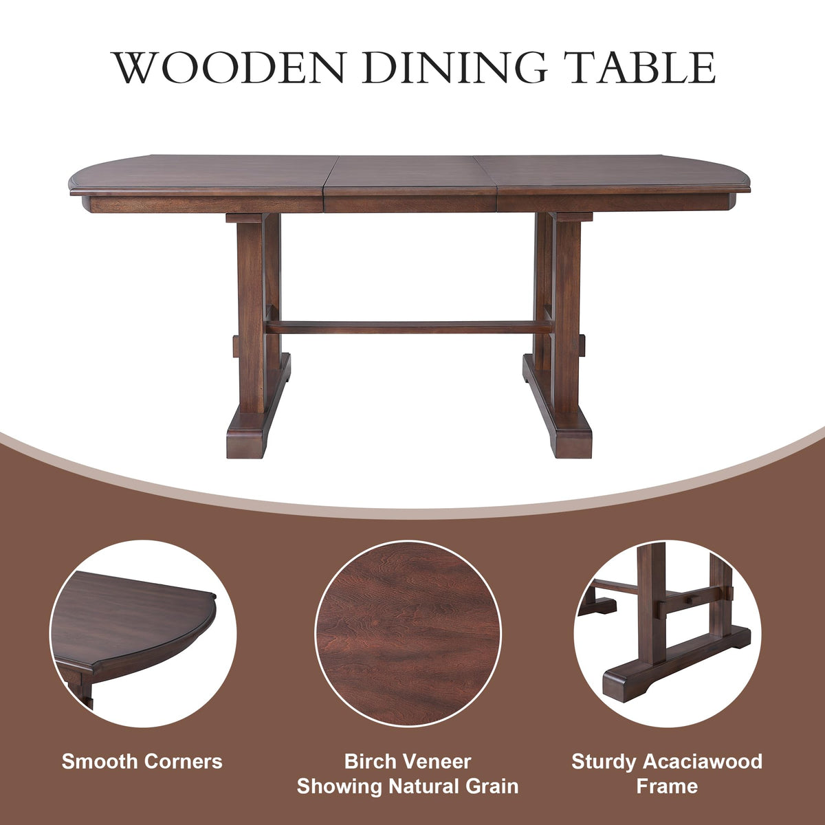 Ball & Cast 60"-78" Extendable Farmhouse Dining-Table for 6-8, Expandable Wooden Kitchen Table with 18" Removable Leaf, Large Retro H-Leg Dining Room Table for 4-8,Space Saving & Sturdy, Cherry