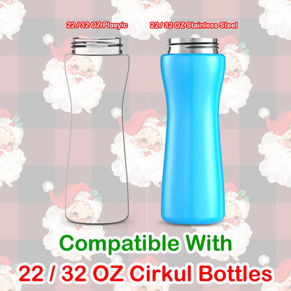 SLEILIN 22oz Christmas Sleeve Compatible With Cirkul Water Bottle for Plastic And Stainless Steel Bottles 22oz Neoprene Sweat-Wicking Material Insulated Cover Designed With Handles (Santa Claus)