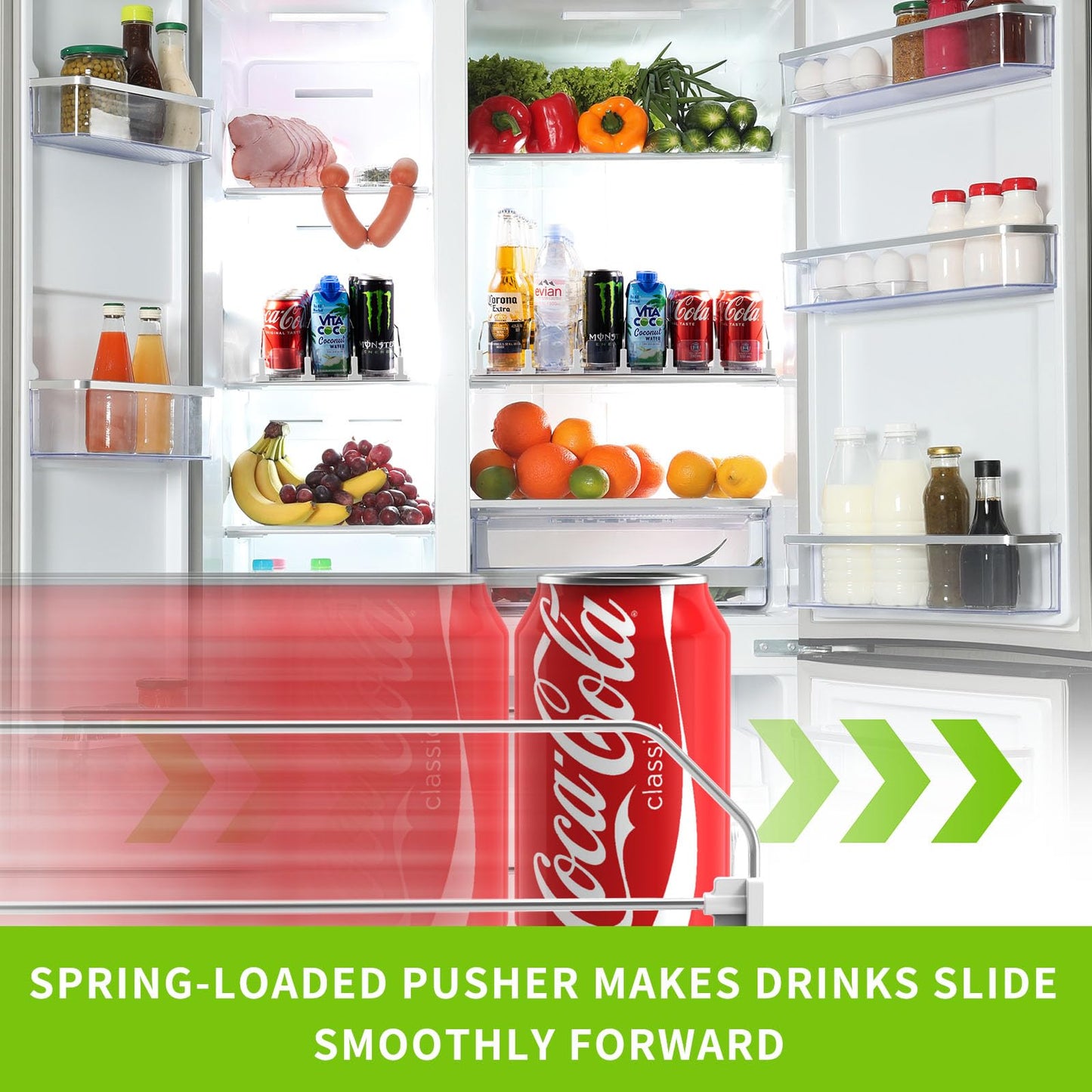 Drink Organizer for Fridge, Soda Can Dispenser for Refrigerator, Automatic Drink Dispenser for Fridge Holds up to 25 Cans, 5 Row