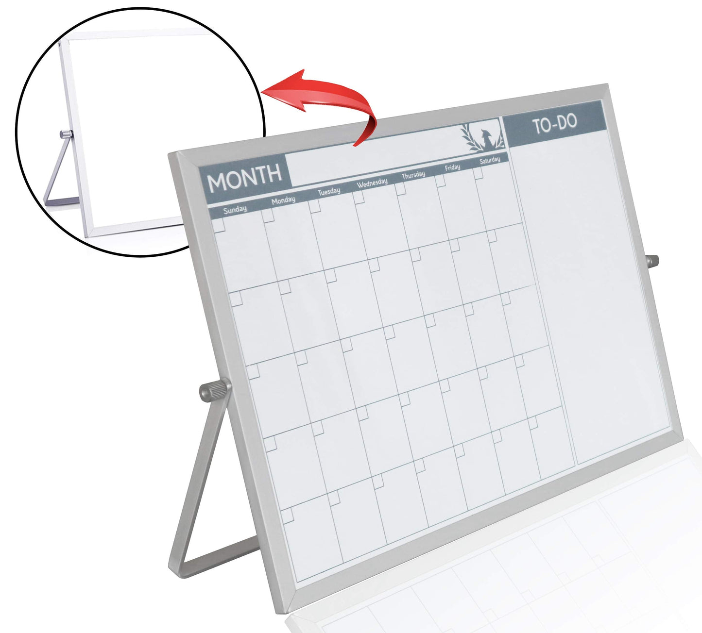Small Double Sided White Board Calendar - Mini Portable Desktop Dry Erase Board with Stand & Small Monthly Calendar Whiteboard Planner with Reversible to Do List - 10" x 14" - Desk, Office, and Home