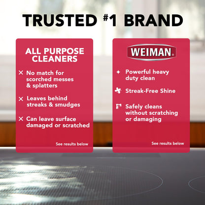 Weiman Ceramic and Glass Cooktop Cleaner - Heavy Duty Cleaner and Polish - 283g - 3 Scrubbing Pads