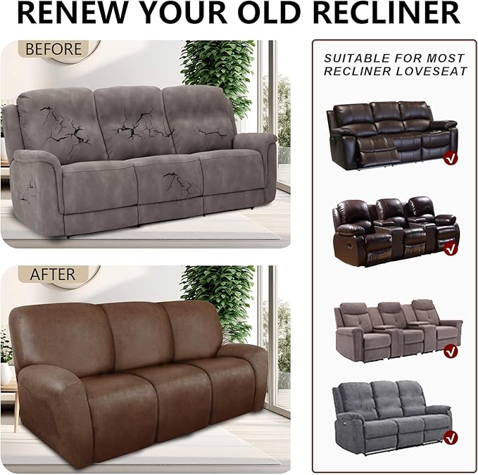ANARACHON Recliner Couch Cover Leather Look Recliner Sofa Covers
