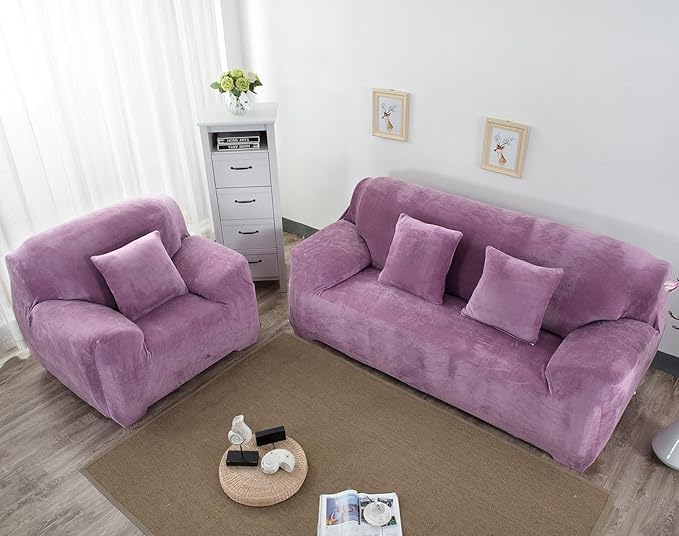 vctops 1-Piece Velvet Plush Stretch Sofa Slipcover