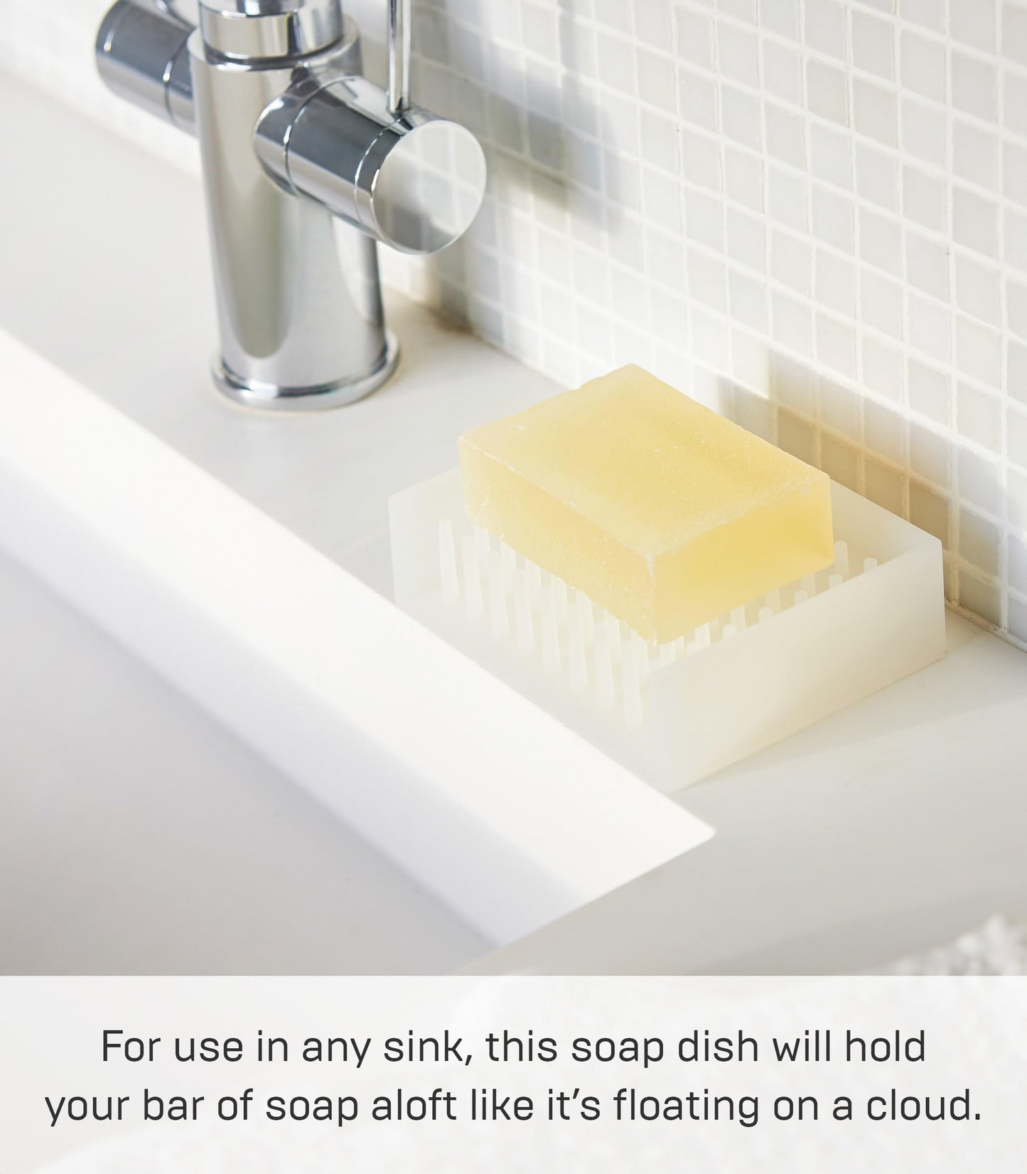 Yamazaki Home Self Draining Soap Tray - Floating Holder Dish for Sink, Silicone, No Assembly Req.