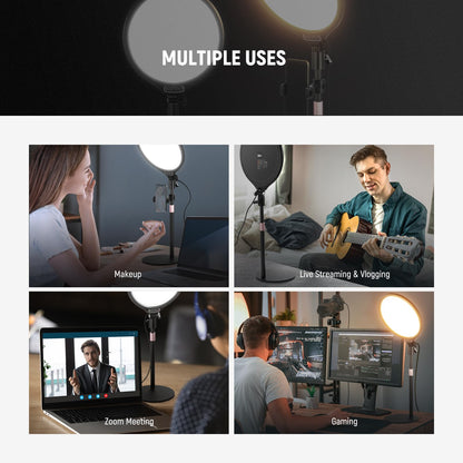 NEEWER Basics 7" Desk Ring Light for Video Recording, 10W Dimmable Full Screen Key Lighting with Stand&Phone Holder for iPhone Computer Laptop Vlog Live Streaming Video Conference, R06