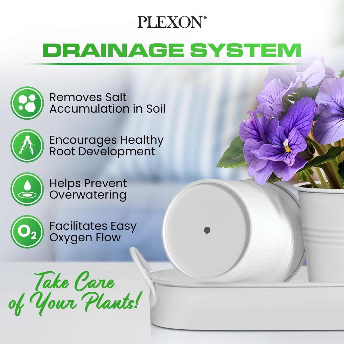 Plexon Herb Planter Indoor Garden Set of 3 with Tray, Metal Herb Pots for Indoor Plants, Round Kitchen Garden Kit Ideal for Windowsill Planter or Countertop, White Powder Coated