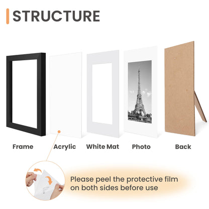 upsimples 8x10 Picture Frame Set of 10, Display Pictures 5x7 with Mat or 8x10 Without, Multi Photo Frames Collage for Wall or Tabletop Display, Black