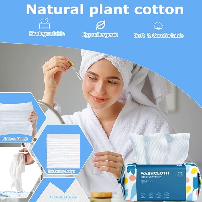 300 Count Disposable Face Towel, Thickening Ultra Soft Washcloths, Facial