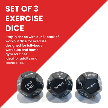 Rubberbanditz - Fitness Dice for Exercise & Workouts | Three Engaging 12-Sided Full Body Workout Dice | Ideal for Crossfit, Home Workouts, and Gyms | Fun Workout Equipment