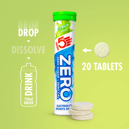 HIGH5 ZERO Electrolyte Tablet - Hydration Tablets Enhanced with Vitamin C - 0 Calories & Sugar Free - Boost Hydration, Performance & Wellness - Citrus, 160 Tablets (20x, Pack of 8)