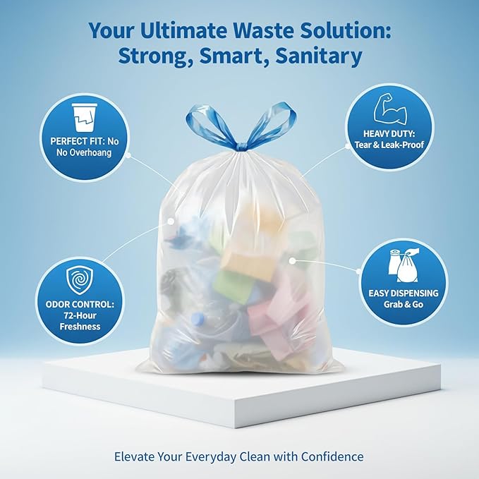 150 Count 8 Gallon Trash Bags Drawstring
