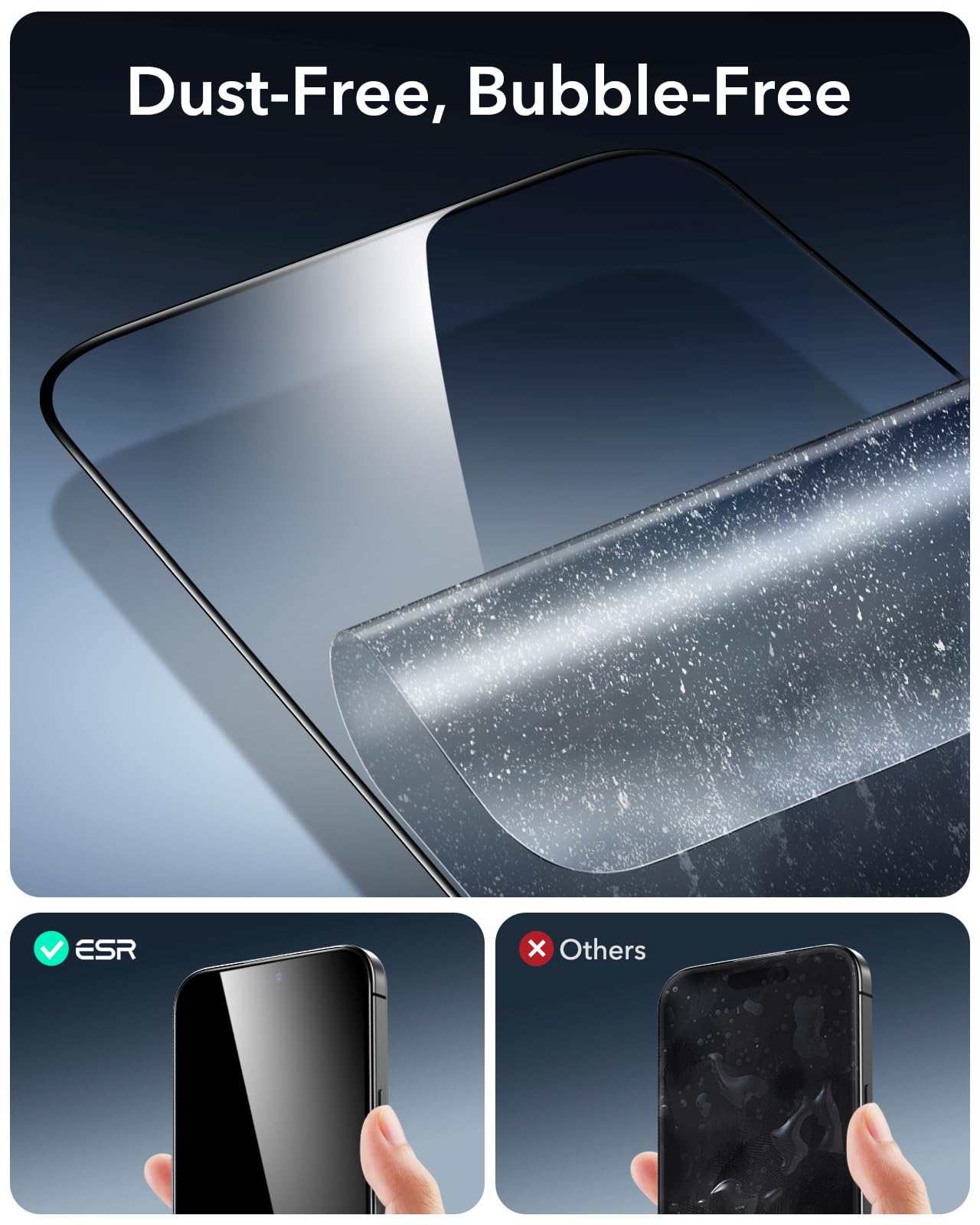 ESR 3 Pack 9H+ Glass for iPhone 16 Pro Max Screen Protector, [Military Grade Shatterproof & Longest Durable] Armorite Ultra-Tough Tempered Glass with UltraFit Tray