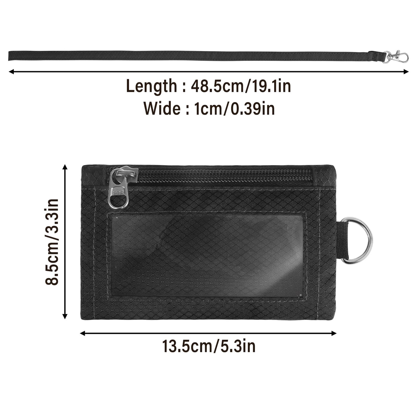 TATAANTY RFID Blocking Wallet, Minimalist Wallet for Men, Small Wallet for Women with Lanyard Keychain, ID Holder Zipper for Cards, Coins, Travel, Water-resistant, Black