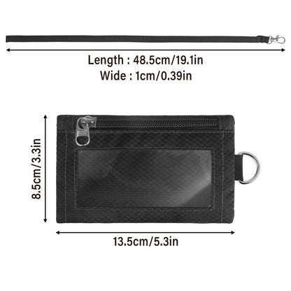 TATAANTY RFID Blocking Wallet, Minimalist Wallet for Men, Small Wallet for Women with Lanyard Keychain, ID Holder Zipper for Cards, Coins, Travel, Water-resistant, Black