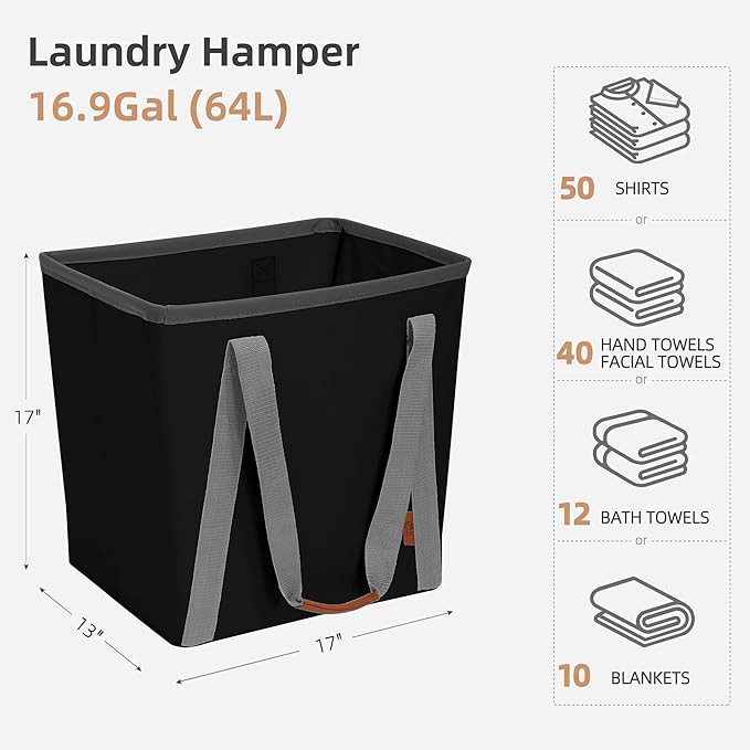 STORAGE MANIAC Collapsible Laundry Caddy, 128L Large Collapsible Laundry Basket