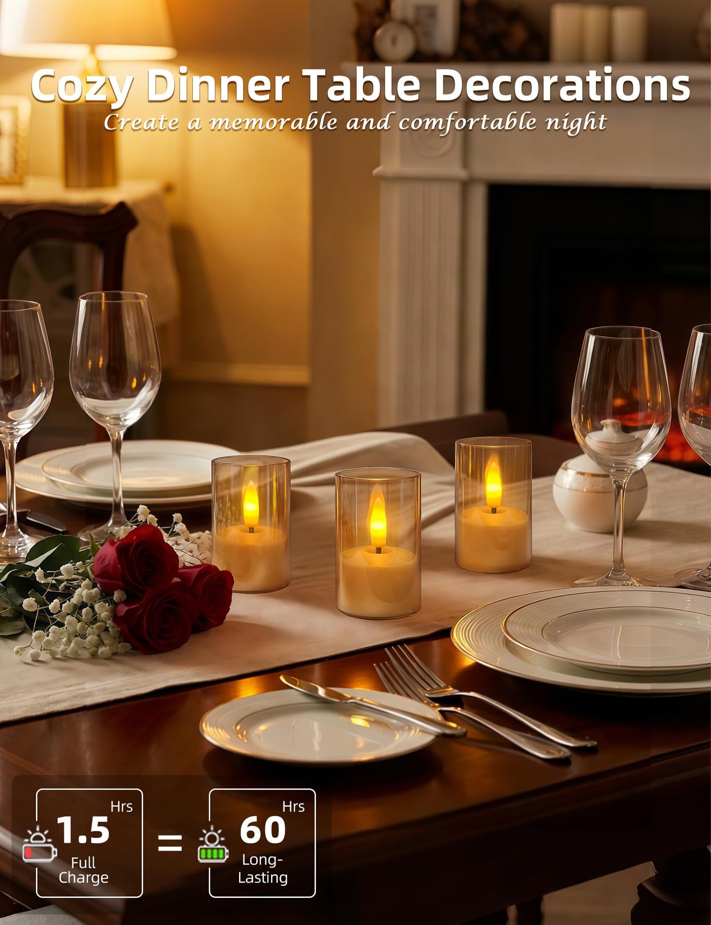 Utwickeln Rechargeable Flameless Tea Light Candles, LED Tea Lights with Remote & 2-8H Timer, 6-Pack, USB-C, Acrylic, Amber, for Home, Wedding, Dinner Party, Sports Bar Night, Living Room & Hotel