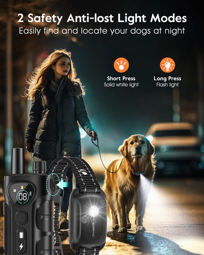 SLOPEHILL Dog Shock Collar,4200FT Dog Training Collar with Remote,IPX8 Waterproof E-Collar with Beep,Vibration,Shock,Flash Light,No Shock Mode,Electric Shock Collar for Small Medium Large Dogs,Black