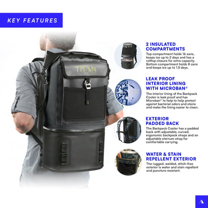 Titan by Arctic Zone Deep Freeze Welded Backpack Cooler - 24 Can Insulated Cooler Bag, Tactical Forest