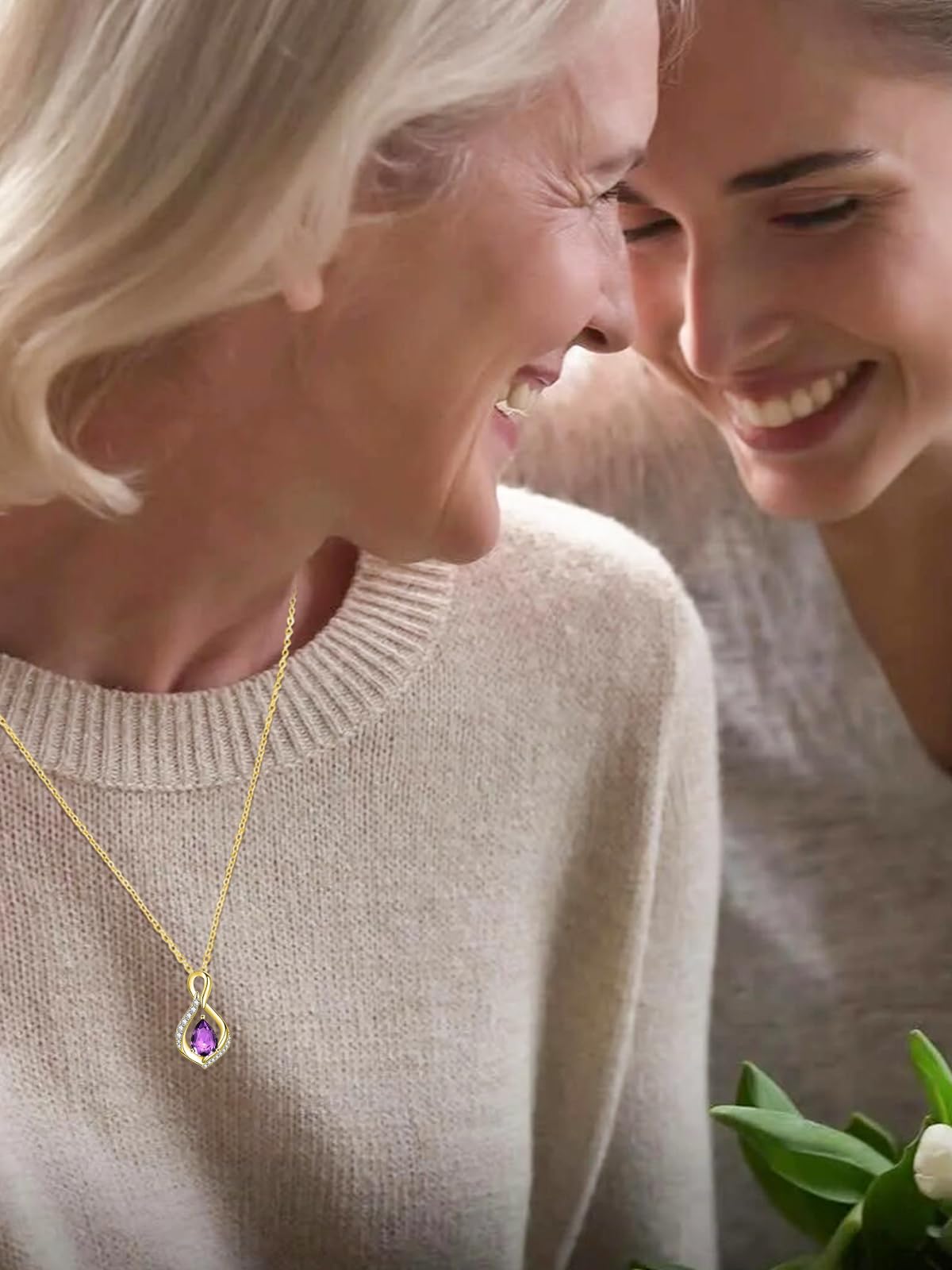 JIYVY32 Amethyst Infinity Necklace for Women February Birthstone Necklaces 14k Gold Plating Anniversary Birthday Gifts for Wife Her Mom Girlfriend Birthstone Jewelry Gifts for Women