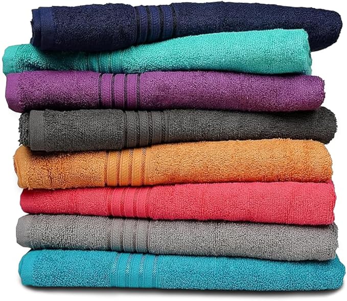ZUPERIA Premium Multicolor Bath Towels Set of 8 100% Pure Cotton Shower Towels
