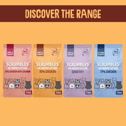 Scrumbles All Natural Dry Cat Food with 75% Chicken, High Protein Food For Adults And Seniors, 2.5Kg,package may vary