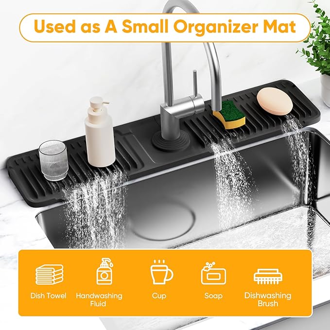 24'' Longer Faucet Mat for Kitchen Sink Splash GuardKitchen Sink Faucet Mat