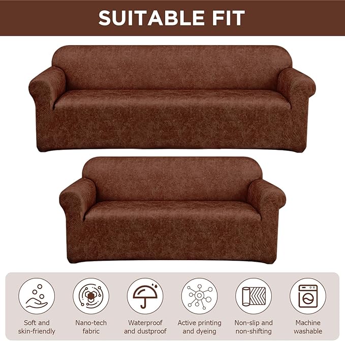Peryiter 2 Pcs Sofa Covers Couch and Loveseat Covers Set Stretch Sofa Slipcover